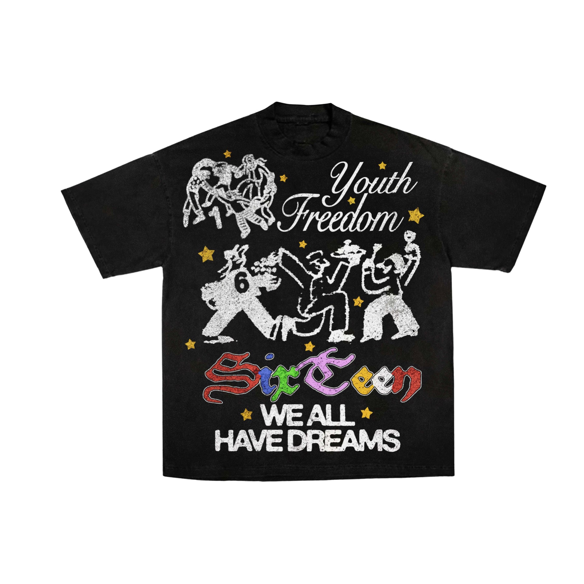 Black "WE ALL HAVE DREAMS" T-shirt