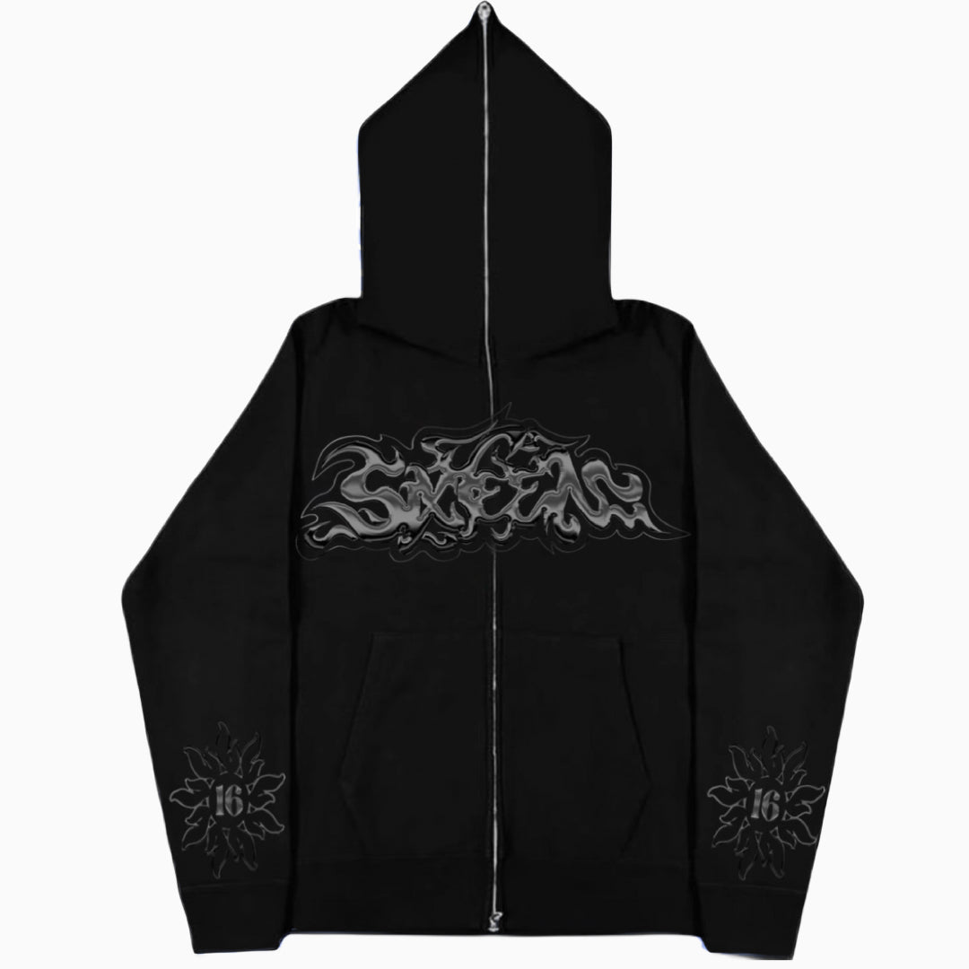 black sixteen zip-up