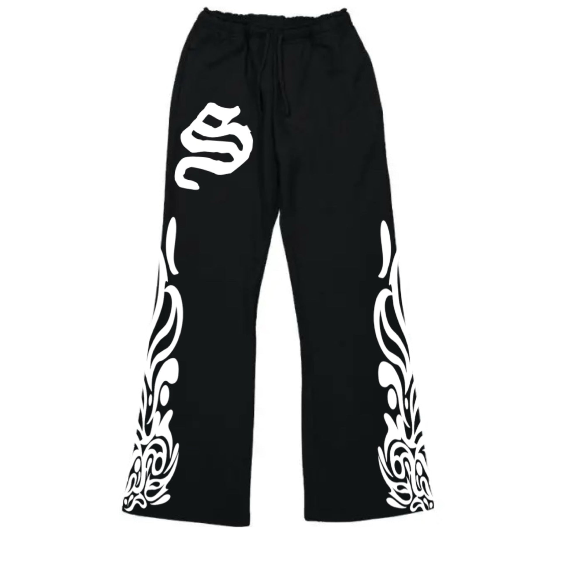 Black unisex “S” flared sweatpants