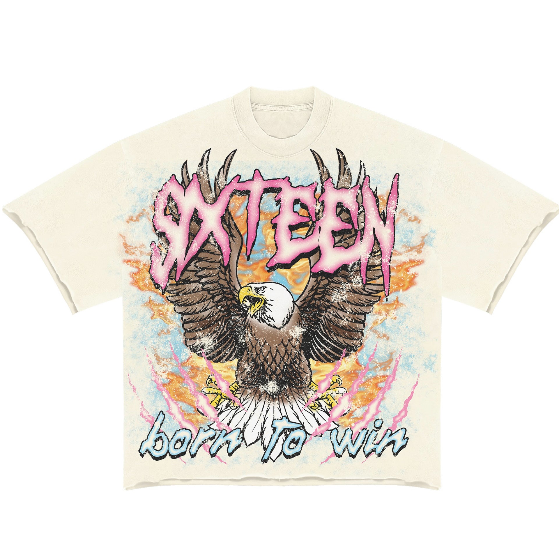 Cream hawk “born to win” T-shirt