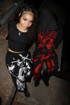 BLACK/RED BAGGY REAPER SWEATPANTS
