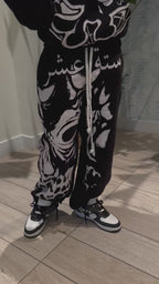 BLACK/WHITE BAGGY REAPER SWEATPANTS